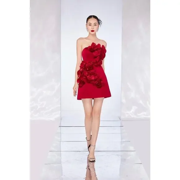 Ritara Red Rose Dress - Picture 1 of 11